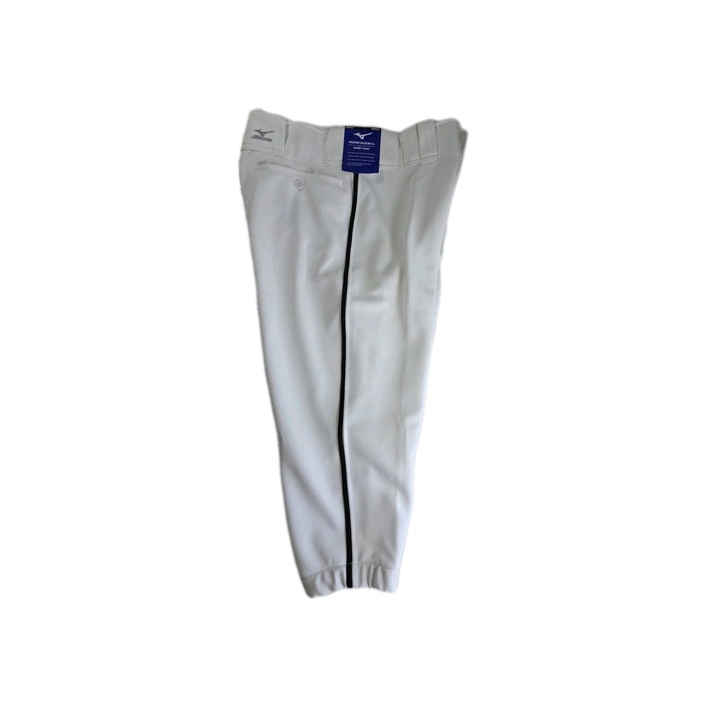 Mizuno Short Baseball Pants Adult Small White With BLACK Piping NEW